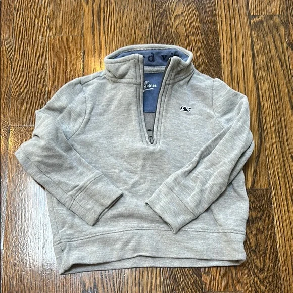 Vineyard Vines Gray Zip Up Sweater with Standing Collar - Picture 1 of 3